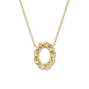 CG117139 Geelgouden ketting met bloemblaadjes en diamant