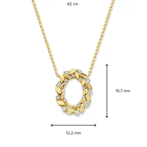 CG117139 Geelgouden ketting met bloemblaadjes en diamant