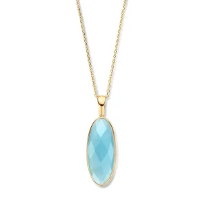 Collier geelgoud aquamarijn