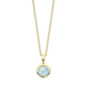 Collier geelgoud aquamarijn