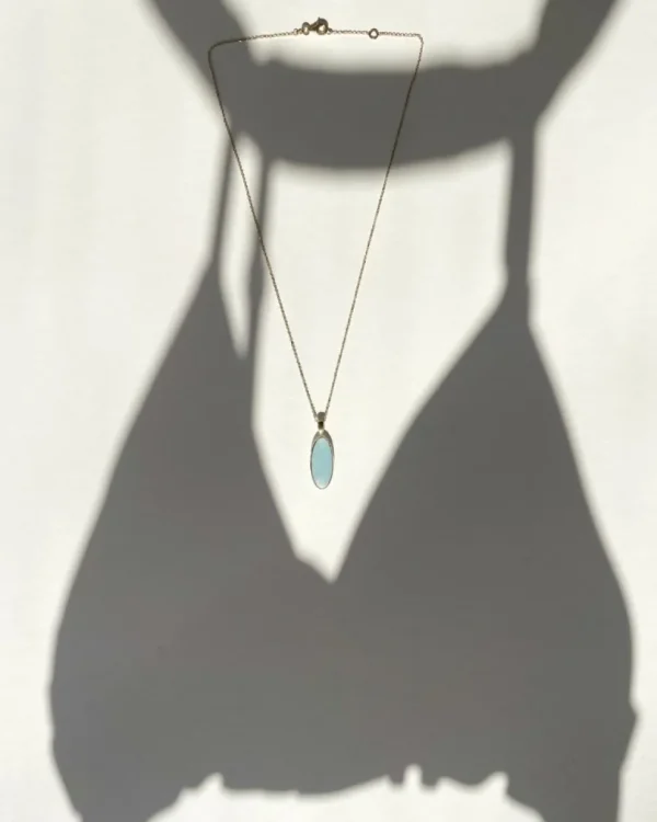 Collier geelgoud aquamarijn