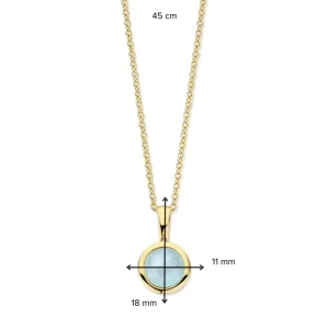 Collier geelgoud aquamarijn