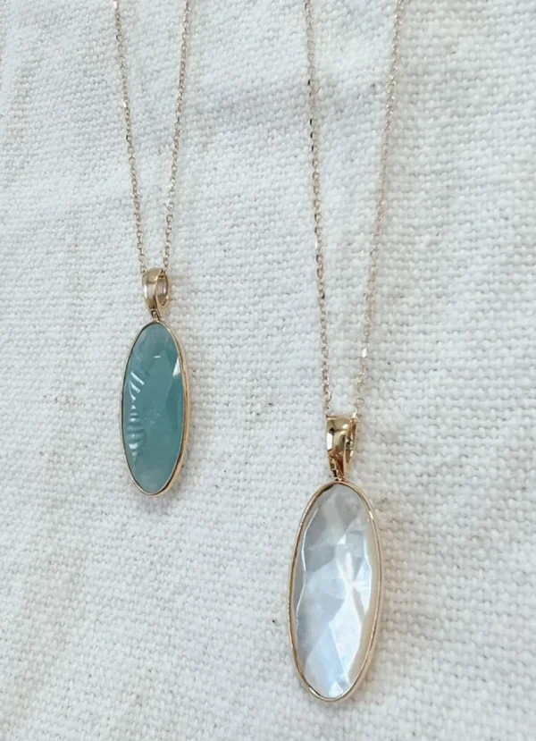 Collier geelgoud aquamarijn
