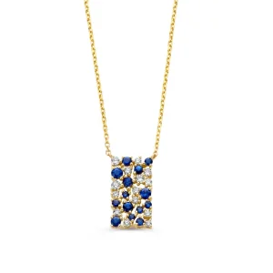 Collier geelgoud briljant+saffier