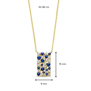 Collier geelgoud briljant+saffier