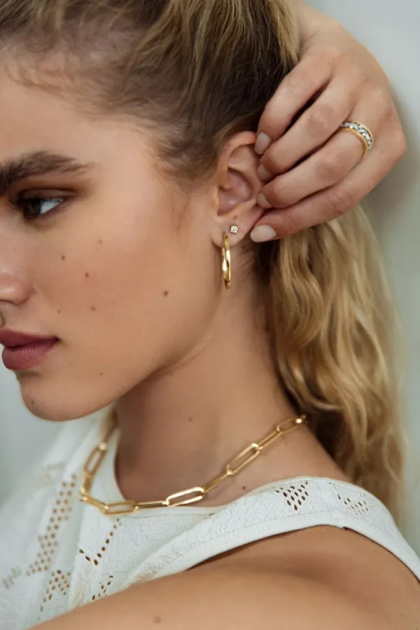 CW107172 Geelgouden ketting met paperclip schakel
