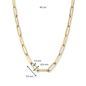 CW107172 Geelgouden ketting met paperclip schakel