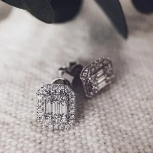 Diamanten oorbellen met baguette diamant | Excellent Jewelry