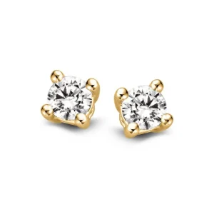 Diamanten oorknoppen 0,50 crt. geelgoud