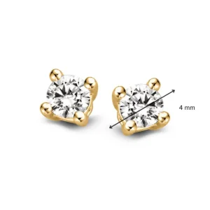 Diamanten oorknoppen 0,50 crt. geelgoud