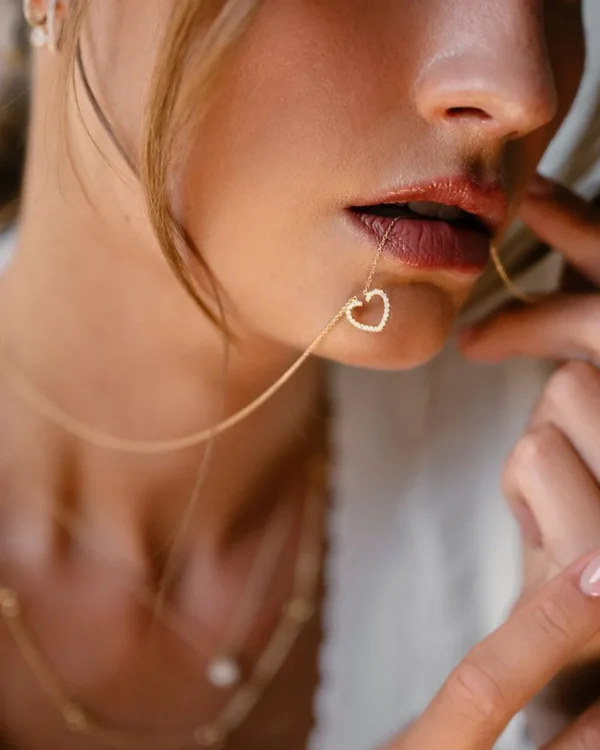 Gouden ketting met diamanten hartje CP117178