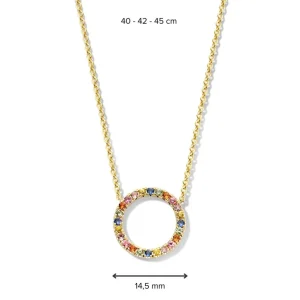Gouden ketting met regenboog saffier