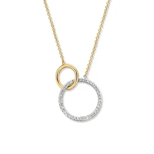 Gouden ketting met verbonden cirkels met diamant CP417185