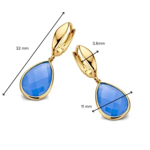 Gouden oorbellen met blauwe chalcedoon