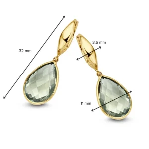 Gouden oorbellen met groene amethist | Excellent Jewelry