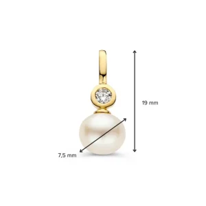 Hanger geelgoud parel/zirkonia