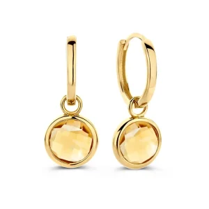 Oorringen geelgoud citrien