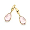Oorringen geelgoud rose quartz