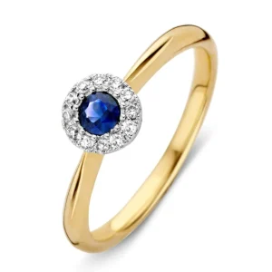 Ring bicolor briljant + saffier