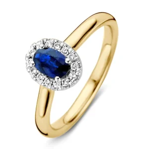 Ring bicolor briljant + saffier