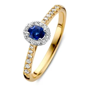 Ring bicolor briljant + saffier