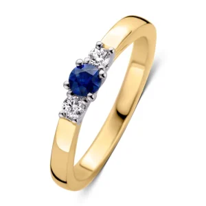 Ring bicolor briljant + saffier