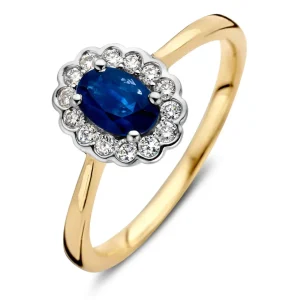 Ring bicolor briljant + saffier