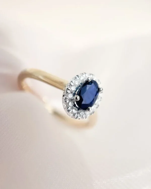 Ring bicolor briljant + saffier