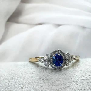 Ring bicolor briljant + saffier