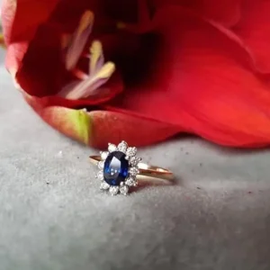 Ring bicolor briljant + saffier