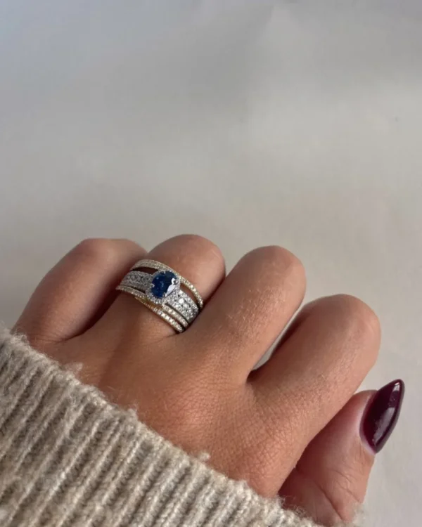 Ring bicolor briljant + saffier