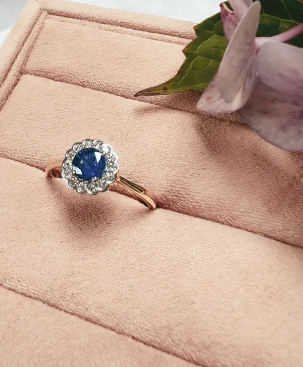 Ring bicolor briljant + saffier