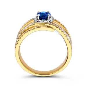 Ring bicolor briljant + saffier