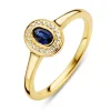 Ring geelgoud briljant + saffier