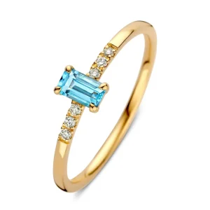 Ring geelgoud topaas + briljant