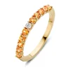 Ring 18krt geelgoud briljant + saffier