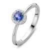 Ring 18krt witgoud briljant + saffier