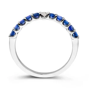 Ring 18krt witgoud briljant + saffier