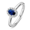 Ring witgoud briljant + saffier