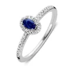 Ring witgoud briljant + saffier