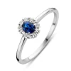 Ring witgoud briljant + saffier