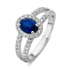 Ring witgoud briljant + saffier