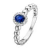 Ring witgoud briljant + saffier