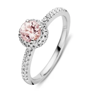 Ring witgoud morganiet + briljant
