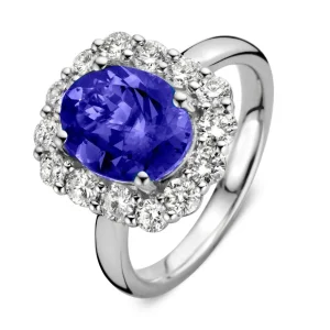 Ring witgoud tanzaniet + briljant