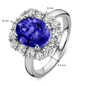 Ring witgoud tanzaniet + briljant