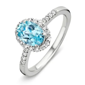 Ring witgoud topaas + briljant