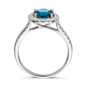 Ring witgoud topaas + briljant