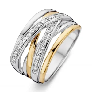 Ring zilver/goud zirkonia